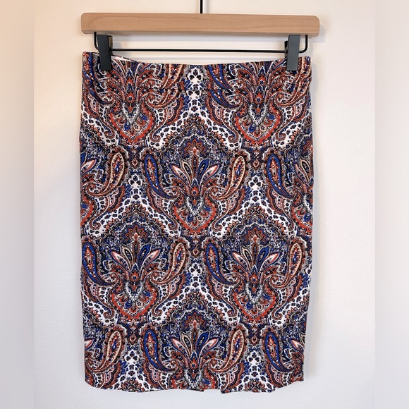 J. Crew Dresses & Skirts - J. CREW Orange, Blue, White & Black Paisley Pencil Skirt | Size 0